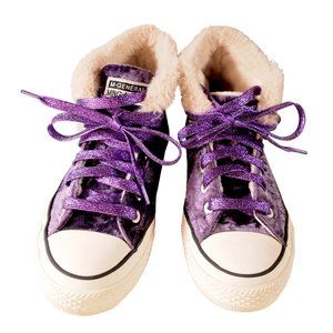 Purple Crushed Velveteen High Top Shoes Sz 7